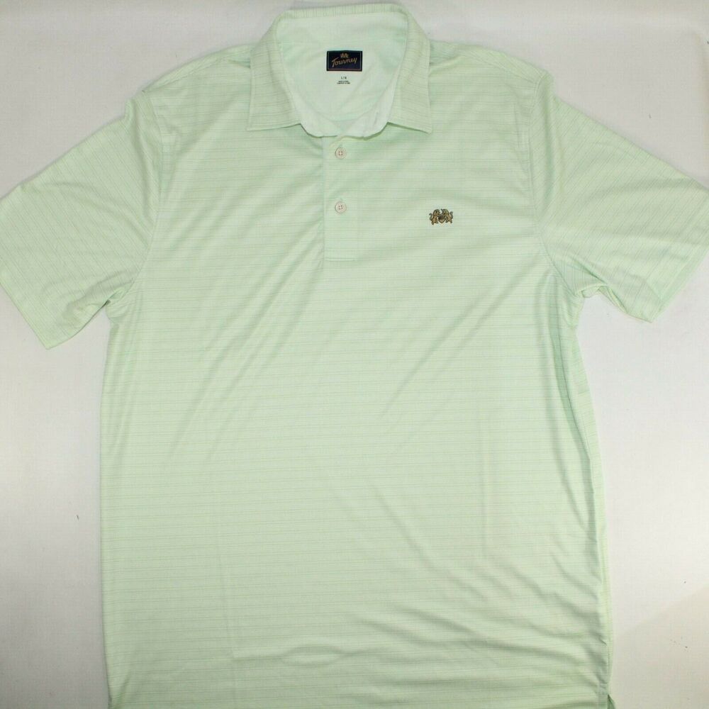 Tourney Shirt Mens Size Large‎ Golf Polo Short Sleeve Green White Plaid